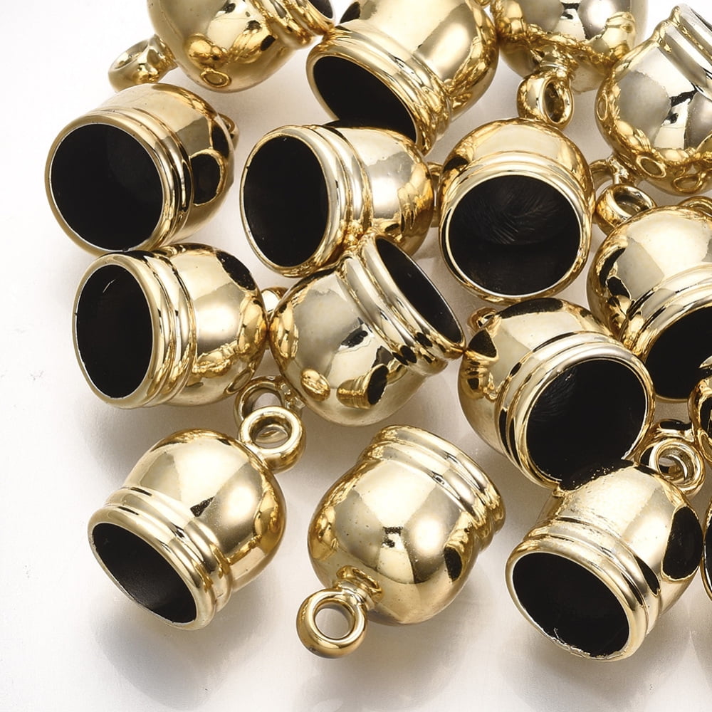 Plastic Cord Ends End Caps Golden 17.5x12.5mm Hole: 2mm Inner Diameter: 10mm diy