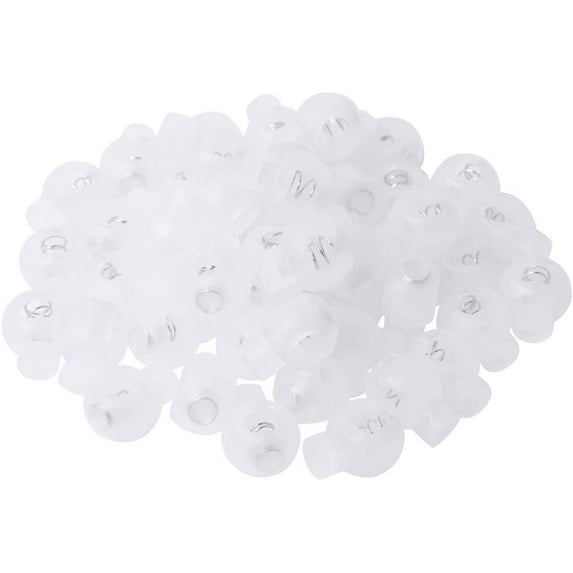 Plastic Cord Locks End Spring Stopper,Suit for Drawstrings, Bags, Shoelaces, Clothing, More ï¼ˆ50/100 Pcs Single-Hole, Mixed Color Clear One Size A