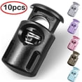 thumbnail image 1 of Plastic Cord Locks Single Hole Spring Toggle Stopper Cord Fastener Rope Locks for Shoelaces Drawstrings Paracord Bags Clothing Pink 10Pcs, 1 of 4