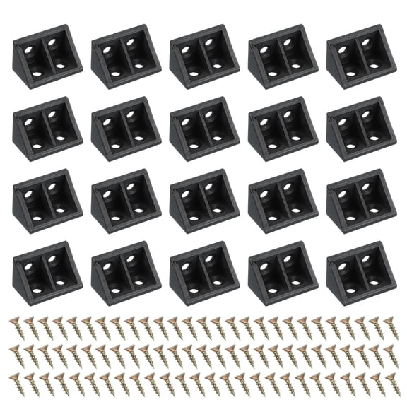 Uxcell Plastic Corner Braces L-Shape Bracket Right Angle Board Holder Black 0.75x0.75x1.3"