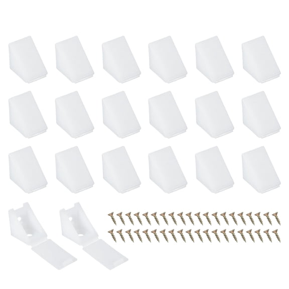 Uxcell Plastic Corner Braces L-Shape Bracket Right Angle Board Holder White 0.83x0.83x0.67"