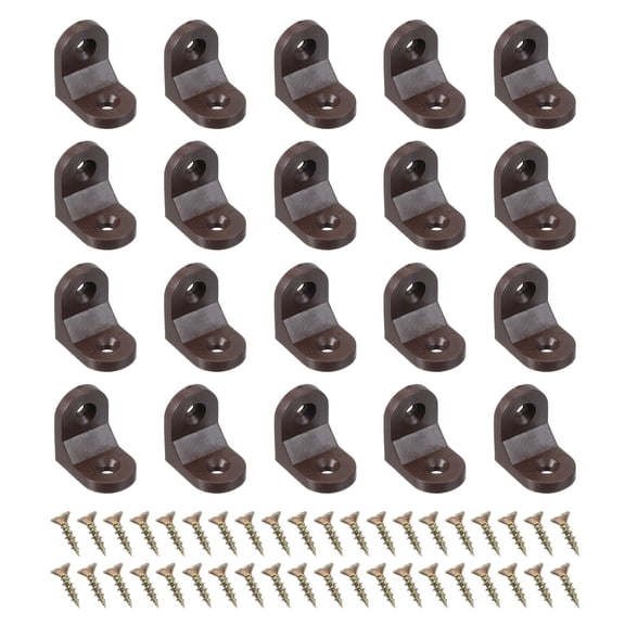 Uxcell Plastic Corner Braces 0.92x0.92x0.65", 20 Pack L-Shape Bracket Right Angle Board Holder Shelf Support with Screws, Brown