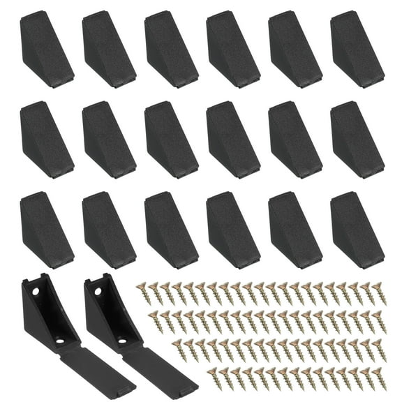 Uxcell Plastic Corner Braces L-Shape Bracket Right Angle Board Holder Black 1.57x1.57x2.2"