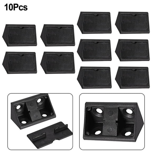 Plastic Corner Brackets L Shape Right Angle for Furniture Repairing, 10 Pack, Black, ABS Material