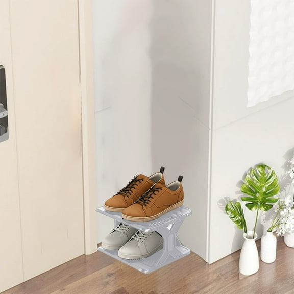 Plastic Corner Shoe Rack Small Space Organizer - 2 Tier Stackable Shoe Storage Cabinet for Entryway, Easy Install Removable Washable Shoe Shelf for Men Women Kids Shoes, Home Bedroom Closet