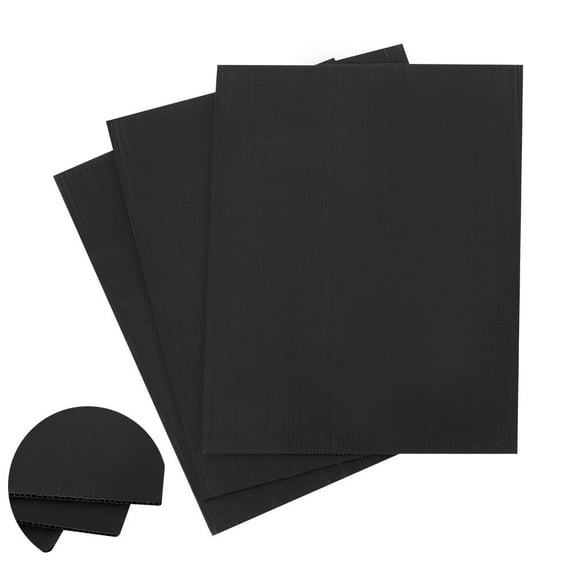 Plastic Corrugated Sheets Pads for DIY Crafts Model Building Rectangle Black 400x305x3mm