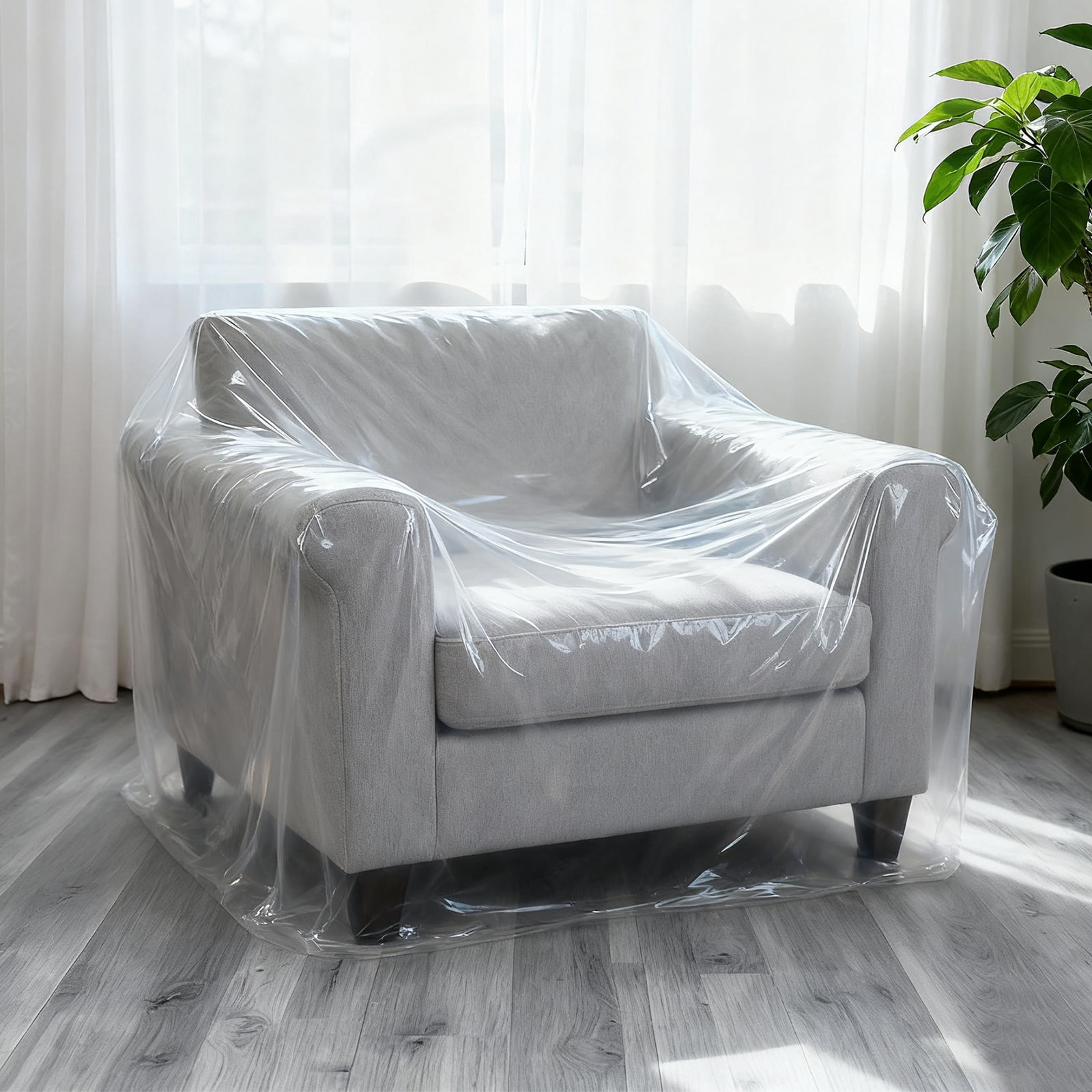 Plastic Couch Cover, 33.5" l x 90.6" W Clear Thick Waterproof Furniture ...