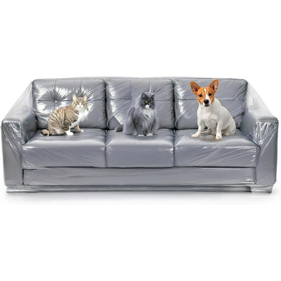 Plastic Couch Cover for Pets - Clear Slipcovers for Big Sofas - Dust, Water, Dirt Furniture, Upholstery Protectors for Home, Living Room - Dog and Cat Scratch, 96x42x40