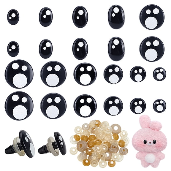 Plastic Craft Eyes Safety Eyes for Making Flat Round/Oval Black