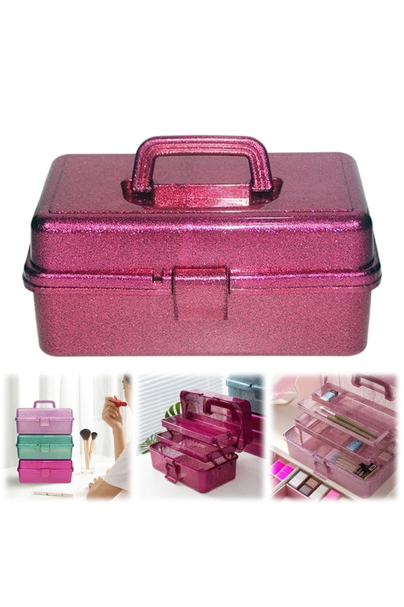 Plastic Craft Organizers and Storage, Portable Box with Handle & Dividers, Glitter Carrying Case for Tackle, Sewing, Art Supplies, Makeup, Small Parts, Tools, Nail, Hair Accessories