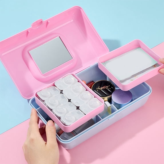 Plastic Craft Organizers and Storage, Portable Folding Tackle Box with Handle, Multipurpose Case for Sewing, Art Supplies, Medicine, Tools