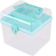 thumbnail image 1 of Plastic Craft Storage Containers with Removable Tray, Clear Plastic Storage Box with Lid & Handle, Easy Carry & Stack Small Storage Container, 1 Pcs, 6.29x5.51", 1 of 9