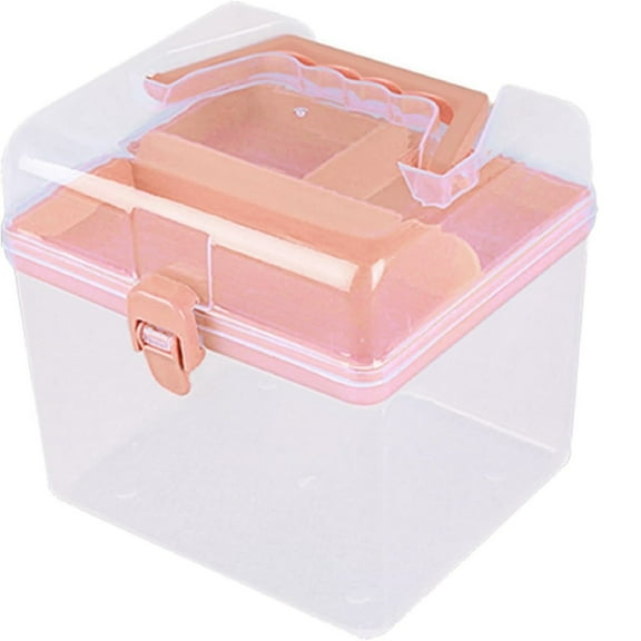 Plastic Craft Storage Containers with Removable Tray, Clear Plastic Storage Box with Lid & Handle, Easy Carry & Stack Small Storage Container, 1 Pcs, 6.29x5.51"