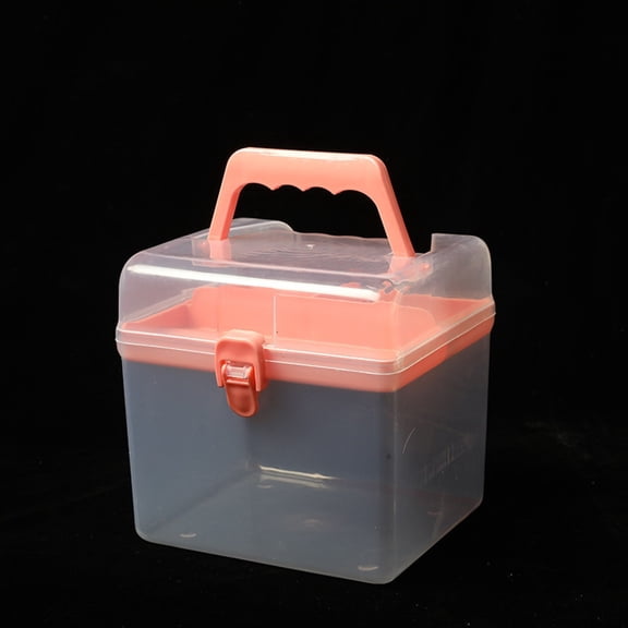 Plastic Craft Storage Containers with Removable Tray, Lightweight Clear Storage Box with Lid & Handle, Easy Carry and Stack, Small Storage Container, 6.29x5.51"