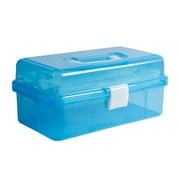 Plastic Crafts Organizer Storage Box with Handle 3-Layer Carrying Storage for Ca