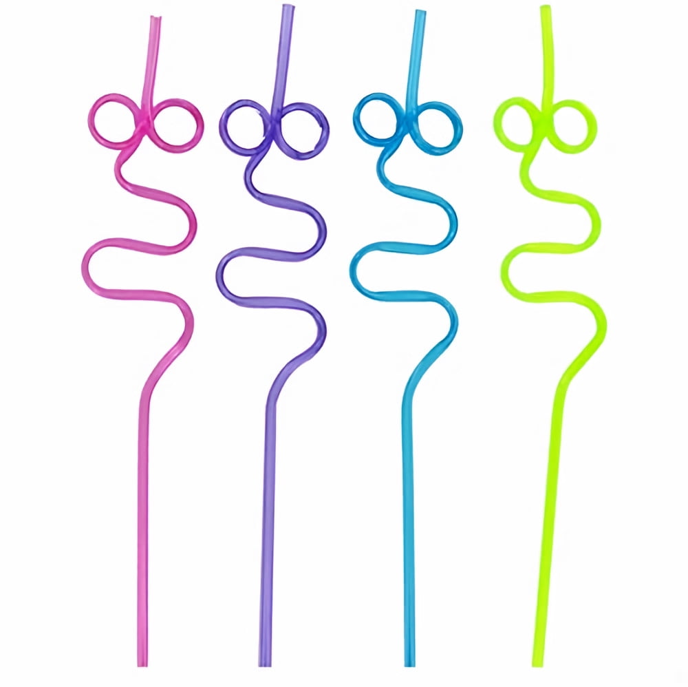 Plastic Crazy Loop Straws, Assorted, 4ct (Pack of 14)