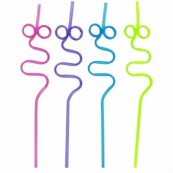 Plastic Crazy Loop Straws, Assorted, 4ct (Pack of 3)
