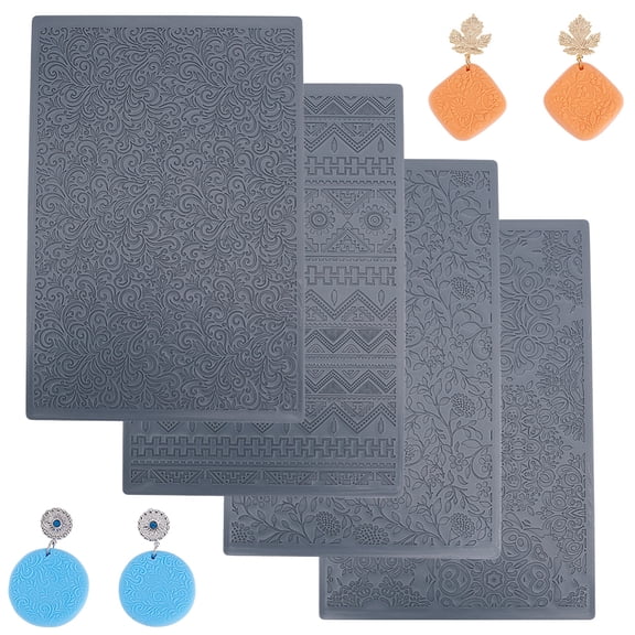 Plastic Creasing Plate Sets for DIY Clay Making Rectangle Gray 148x99x2mm 4pcs/set