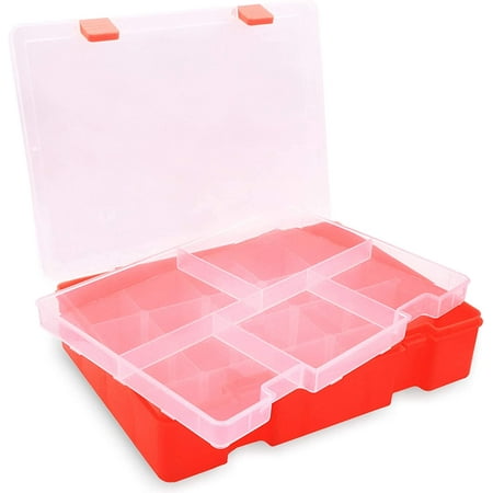 Plastic Creative Options Storage Containers with Adjustable Dividers,Plastic Storage Box with 18 Removable Grids,Jewelry Organizer Compartments for Cosmetics Craft, Toy, Fuse Beads, Washi Tapes