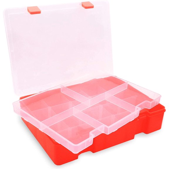 Plastic Creative Options Storage Containers with Adjustable Dividers,Plastic Storage Box with 18 Removable Grids,Jewelry Organizer Compartments for Cosmetics Craft, Toy, Fuse Beads, Washi Tapes