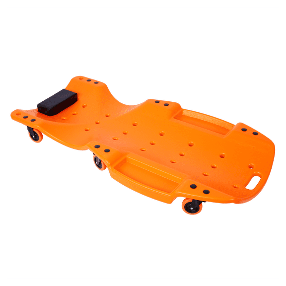 Plastic Creeper 44 Inch - Blow Molded HDPE Auto Creeper with Padded Headrest & Tool Trays - 440 Lbs Capacity
