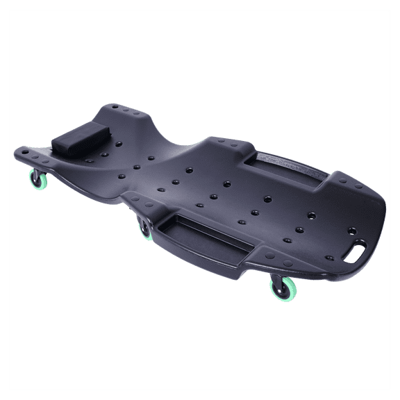 Plastic Creeper 44 Inch - Blow Molded HDPE Auto Mechanic Creeper with Padded Headrest & Tool Trays - 440 Lbs Capacity