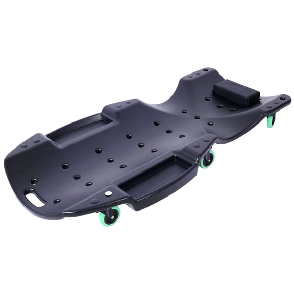 , Plastic Creeper 48 Inch - Blow Molded Ergonomic HDPE Body with Padded Headrest & Dual Tool Trays - 440 Lbs Capacity BLACK, Black ,Hdpe ,