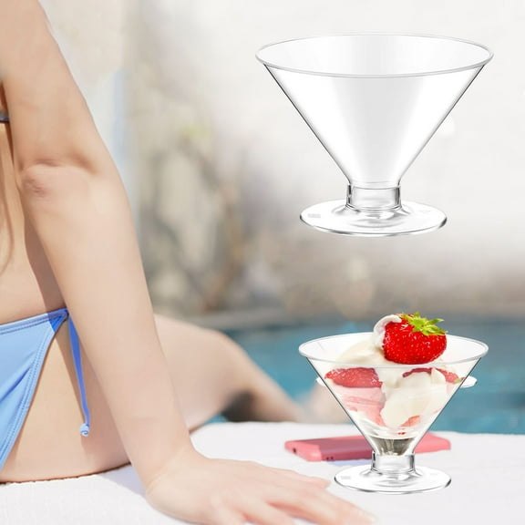 Plastic Cup Cocktail Glasses, Disposable Clear Party Cups for Drinks and Desserts, Food-grade Reusable Plasticware for Weddings and Events, Topliu