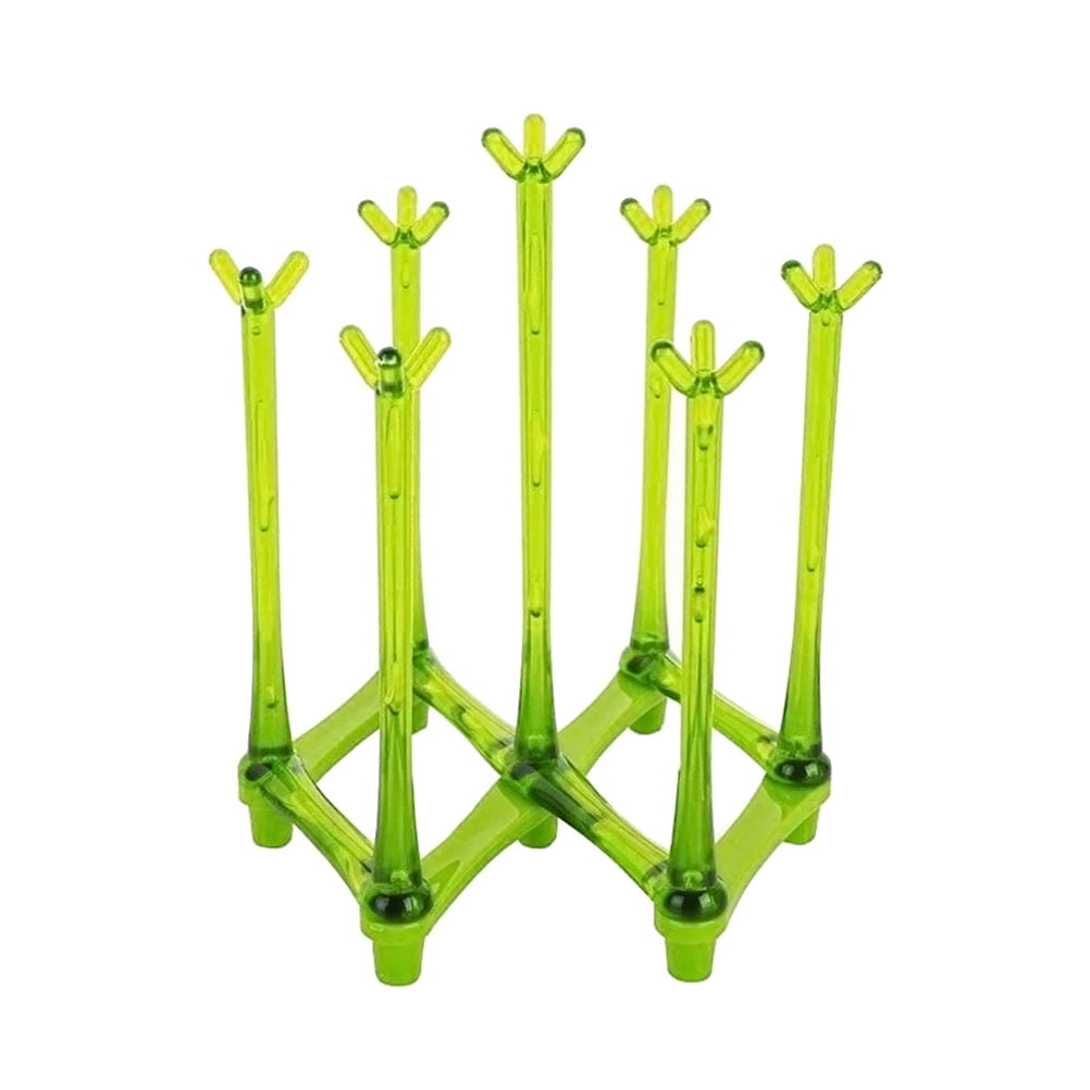 Plastic Cup Holder Folding Pullout Drain Glass Bottle Cup Holders Cup Storage Rack for 7 Cups