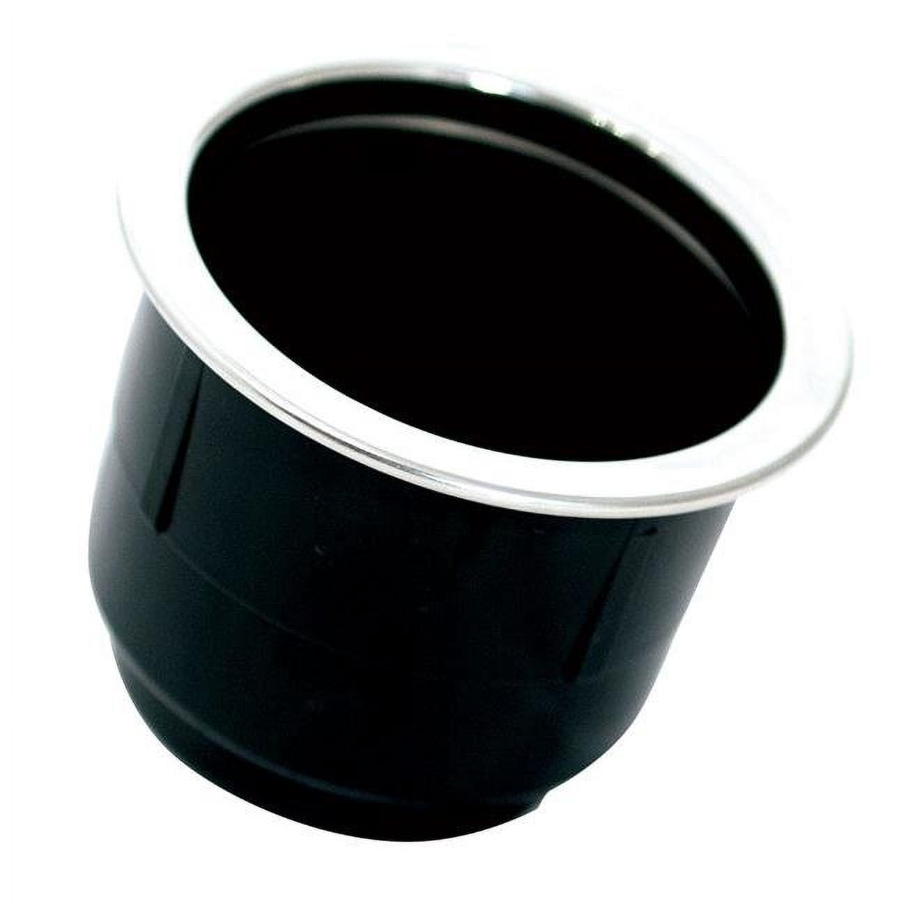 Plastic Cup Holder Insert with SS Ring On Top Black