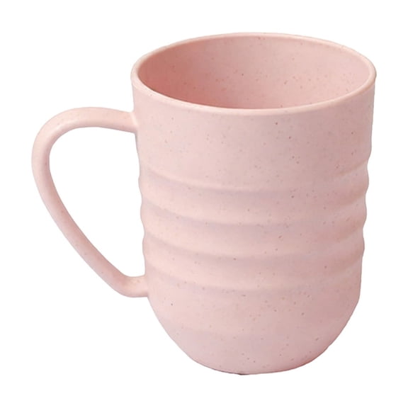 Plastic Cup with Handle, Reusable Drinking Cup with Striped Design, Dishwasher Safe Household Cup for Kitchen Bathroom Daily Use