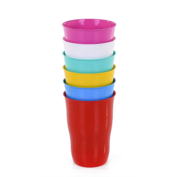 Plastic Cups 11 Ounce Tumbler (Pack of 6, Assorted Colors)