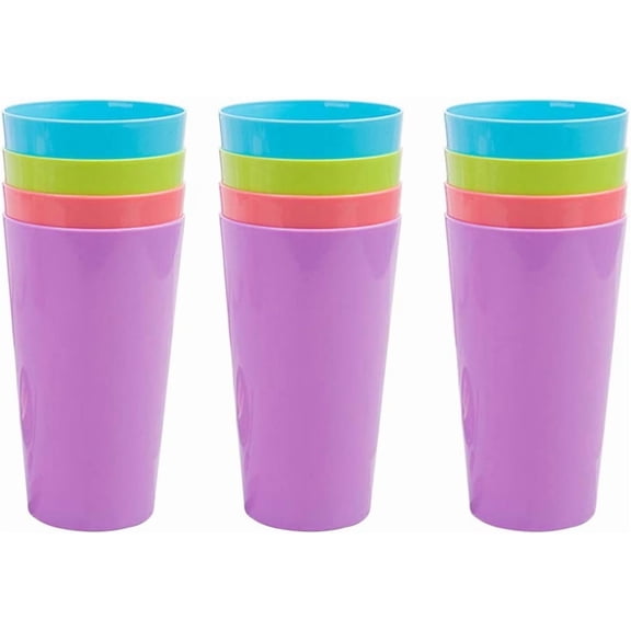 12Pcs 330ml Reusable Plastic Tumblers, Stackable BBQ Camping Cups, Colorful Drinking Cups for Kids Adults Kitchen Outdoor Picnic Travel (Random Color)