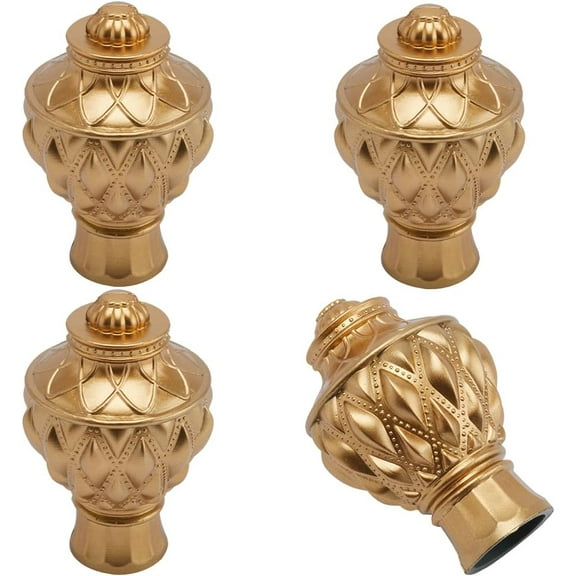Plastic Curtain Rod Heads Round Drapery Pole Finials Pineapple golden 99.3x63mm Inner Diameter: 27.8mm
