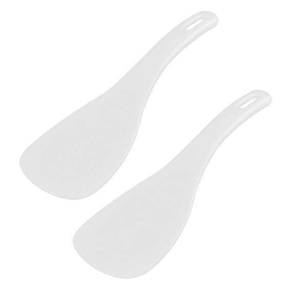 Plastic Curved Handle Dot Paddle Dinner Rice Meal Spoon Kitchenware Tool 2 Pcs