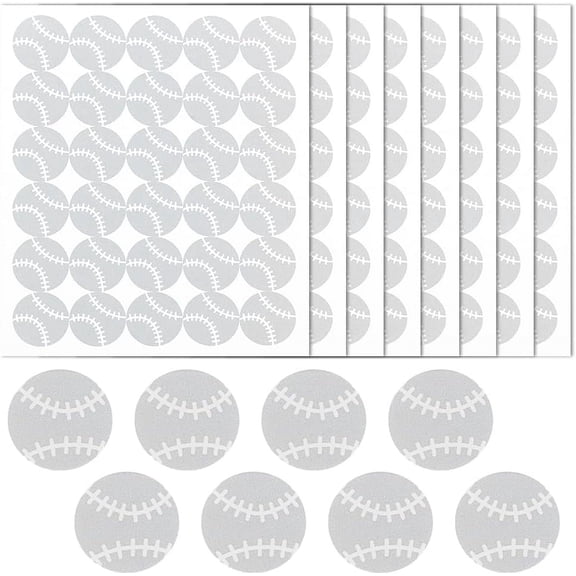 Plastic Customized Round Dot PVC Decorative Stickers Waterproof Self-Adhesive Decals for Daily Plan DIY Scrapbooking Baseball Pattern 100x85mm Sticker: 12.5x12.5mm