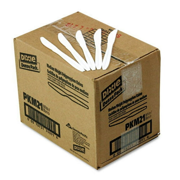 Plastic Cutlery, Mediumweight Knives, White, 1,000/carton | Bundle of 10 Cartons