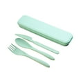 thumbnail image 1 of Plastic Cutlery,Reusable Travel Utensils Set with Case,3 Sets Wheat Straw Portable Knife Fork Spoons Cutlery,Eco-Friendly BPA Free Plastic Tableware for Adults Travel Picnic Camping Utensils(Green), 1 of 9