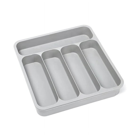 Plastic Cutlery Tray for Drawer, Organizer for Kitchen, 5-Compartment