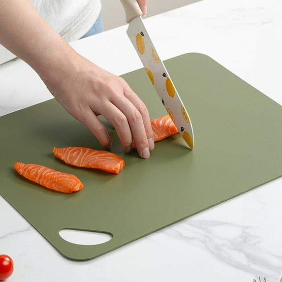 Plastic Cutting Board | Double-Sided Reversible Design | Non-Porous Dishwasher Safe Knife-Friendly Surface | Raised Juice Edges | 29x19cm | Gray Red Green | 1 Piece
