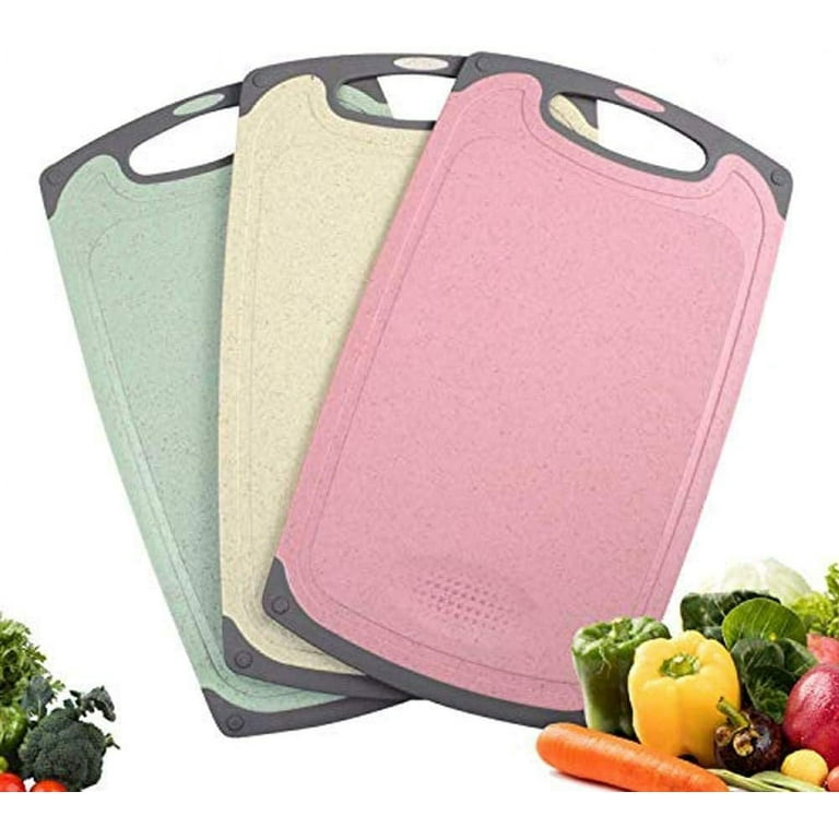 Plastic Cutting Board, Set of 3 Small to Large Cutting Board Set Dishwasher  Safe with Juice Grooves, Easy Grip Handle, Non-Slip, with Grinding Area
