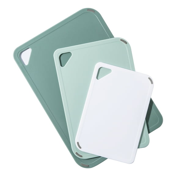 Plastic Cutting Board Set of 3-Cutting Boards for Kitchen BPA Free, Large-Small Chopping Boards Non-Slip for Cooking Camping Dishwasher Safe, Reversible, with Grip Handle, 15"×10"×0.6" Green