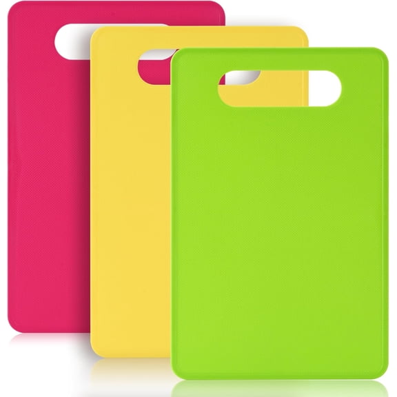 Plastic Cutting Board Set Of 3 Pieces Kitchen Small Cutting Board Free Of Bpa Dishwasher Washable Color Coded Board Pad Suitable For Meat Vegetables Fruits Easy To Grip Anti Slip Handle Space Saving