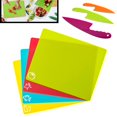 thumbnail image 1 of Plastic Cutting Boards Set,Reusable Flexible Cutting Boards,4Pcs Portable Non Slip Mats,Kitchen Cooking Mats for Meat and Vegetables,Include 3pcs Plastic Knife, 1 of 7