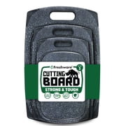 Plastic Cutting Boards for Kitchen, Cutting Board Set of 3, Juice Grooves with Easy Grip Handle, BPA-Free, Non-Porous, Dishwasher Safe, Black Marble
