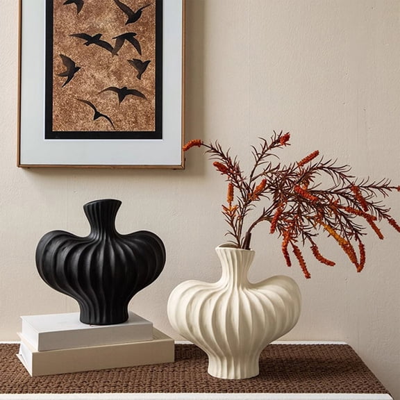 Plastic Decorative Bottles Large Black Imitation Porcelain Plastic Vase for Dry and Wet Flowers Decorative Flower Pot for Living Room TV Cabinet Decor(1Pcs) Rkxzt