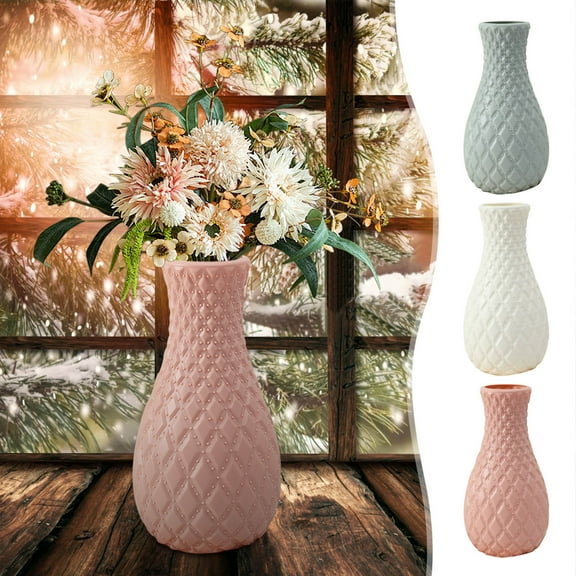 Plastic Decorative Flower Vase, 8.8" Tall, Modern White Vase for Home Decor, Weddings, Bouquets, Centerpieces, Sturdy Unbreakable Design, Large Opening 2.5" Diameter, Versatile Gift