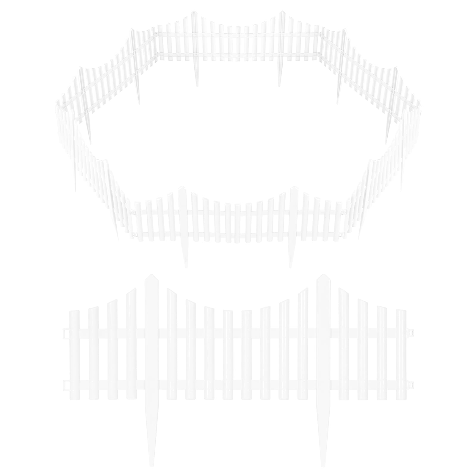 Plastic Decorative Garden Fence, 13.2 in (H) x 22.5 FT (L) Outdoor Patio Garden Animal Barrier White