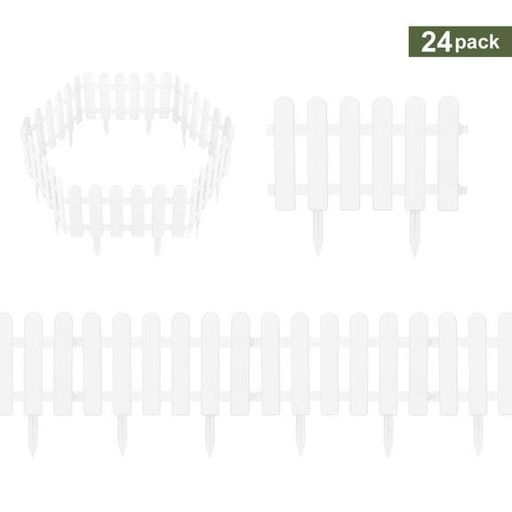 Plastic Decorative Garden Fence, 16" (H) x 27.5FT (L) Outdoor Patio Garden Animal Barrier White