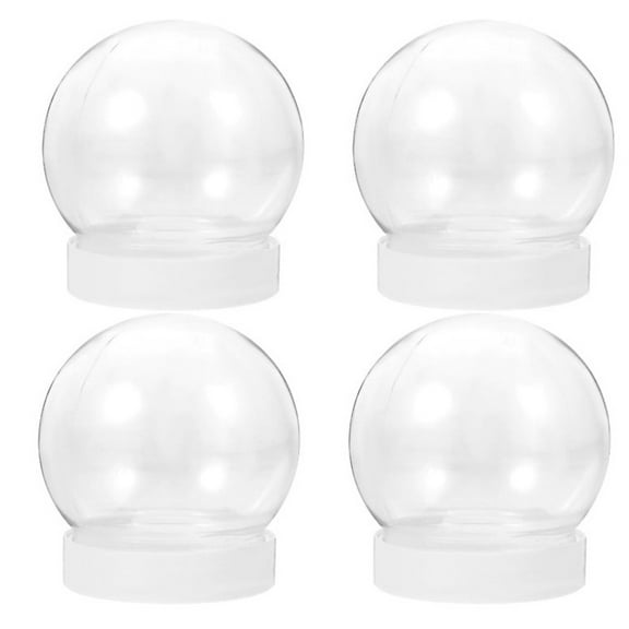 Plastic Decorative Snowflake Ball 4 Pack,Fillable DIY Snow Globe,Round Handicraft Snow Globe,Transparent Display Decoration Ball,Empty Commemorative Ball for Home Decoration